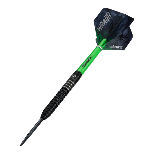 Unicorn Wraith Cameron Menzies Steeldarts - 23g Das Bild zeigt die Unicorn Wraith Cameron Menzies Steeldarts - 23g. Diese Darts haben eine spezielle Form für präzises Werfen.