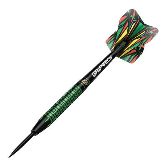 GOAT Athlete Green Tungsten Steeldarts Auf dem Bild sind die GOAT Athlete Green Tungsten Steeldarts zu sehen. Es handelt sich um hochwertige Steeldarts mit grünem Akzent.