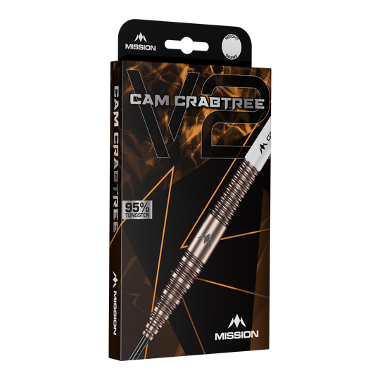 Mission Cam Crabtree V2 95% Tungsten Steeldarts Das Bild zeigt die Mission Cam Crabtree V2 95% Tungsten Steeldarts. Diese Darts zeichnen sich durch ihr professionelles Design und hohe Qualität aus.