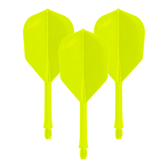 Dieses Bild präsentiert einen Dart-Flug in Neon-Gelb. Gezeigt wird der Artikel 'LSF-906_L-Style_BarFlight_NeonGelb_1Set'.