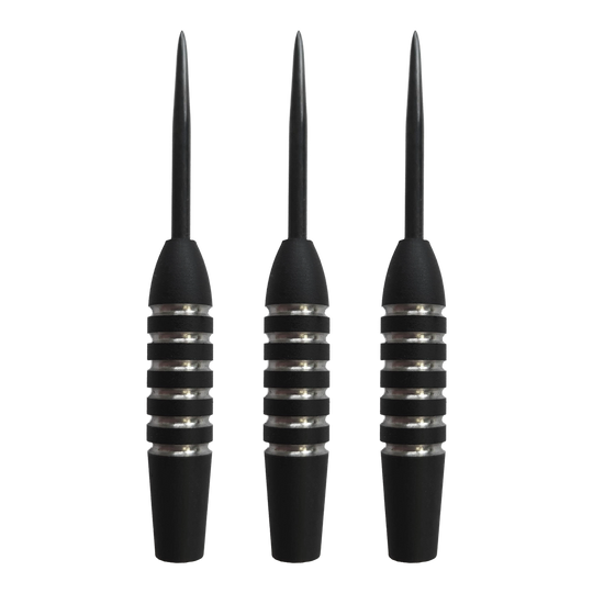Auf dem Bild ist das Set McDart Void 2 Steeldart-Barrels - 23g zu sehen. Es handelt sich um eine Nahaufnahme der Steeldart-Barrels als Set.