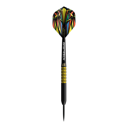 GOAT Athlete Yellow Tungsten Steeldarts Zu sehen ist ein gelber Tungsten-Steeldart. Die Bezeichnung im Dateinamen lautet 'GD7000770 GOAT Athlete Yellow Tungsten Steeldarts 1'.