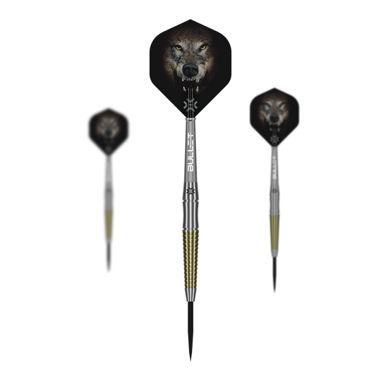 Bullet Fang Steeldarts Das Bild präsentiert ein Set der Bullet Fang Steeldarts. Mehrere Darts sind als Set zusammen abgebildet.