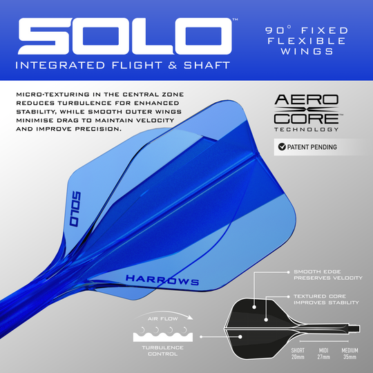 Harrows Solo No6 Flight-Shaft-System - Blau Zu sehen ist das blaue Harrows Solo No6 Flight-Shaft-System. Dieses Produkt wird für Dartpfeile verwendet.
