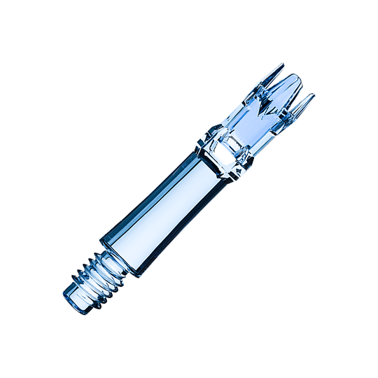 L-Style L-System Ersatzshafts - Clear Blue Zwei blaue transparente Ersatzshafts sind aufgereiht. Die Shafts liegen nebeneinander.