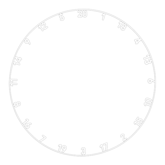 Abgebildet ist ein Zahlenring mit klassischem weißen Design. Das Produkt scheint für ein Dartboard oder ähnliches verwendet zu werden.