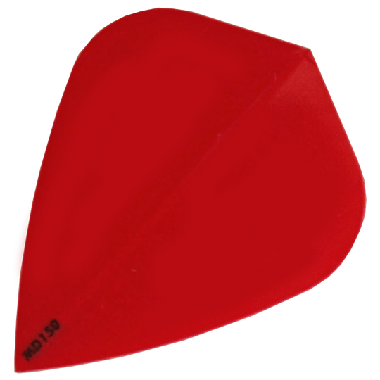 Das Bild zeigt das Produkt „McDart MD150 - Kite Flight“. Es handelt sich um ein rotes Dart-Flight in Kite-Form mit der Aufschrift „MD150“ in einer Ecke.