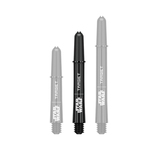 Das Bild zeigt einen schwarzen ProGrip Shaft in der Größe Intermediate, 41mm. Der Name der Datei lautet 380421_Target_StarWars_ProGrip_Shafts_Schwarz_Intermediate_41mm_1.