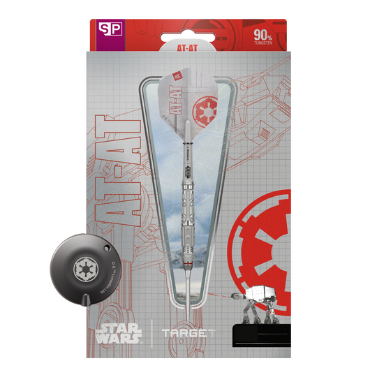Target Star Wars AT-AT Swiss Point Steeldarts Dieses Bild zeigt die Target Star Wars AT-AT Swiss Point Steeldarts. Die Abbildung präsentiert die besonderen Merkmale der Pfeile.