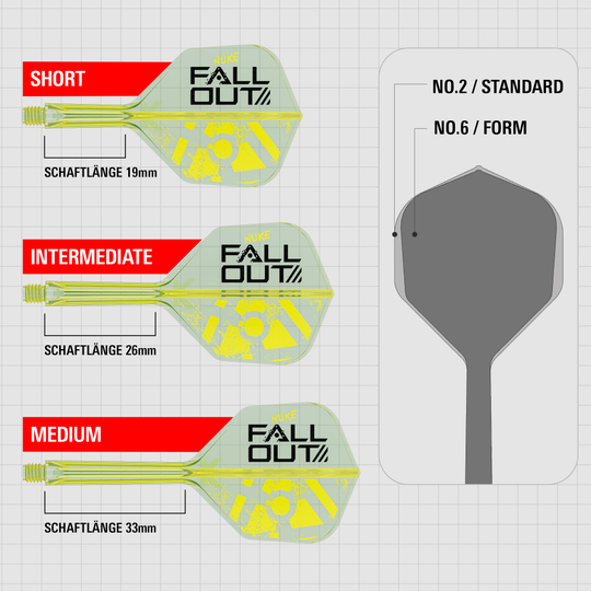 Target K-Flex Luke Littler Fallout No6 Flights Darts-Flights werden gezeigt. Die Flights sind für Dartpfeile und haben ein sportliches Design.