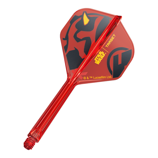 Target Star Wars K-Flex Darth Maul No2 Standard Flights Ein Dart-Flight aus der Star Wars KFlex Darth Maul No2 Serie ist abgebildet. Das Produkt hat eine mittlere Länge von 33 mm.