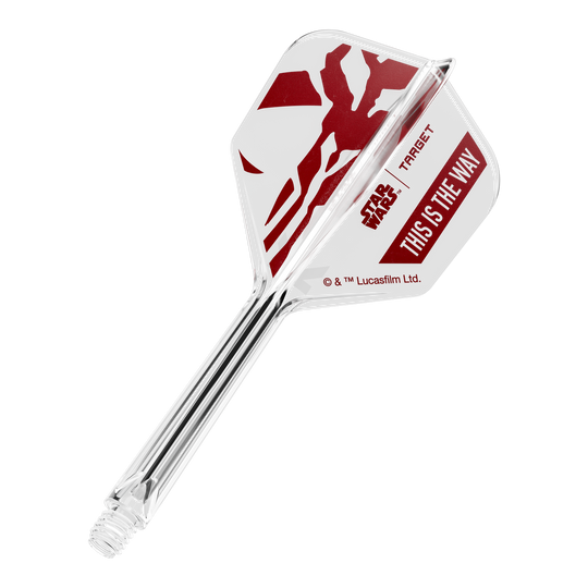 Zu sehen ist '410625_Target_StarWars_K-Flex_ThisIsTheWay_No6_Flights_33mm_1b'. Es handelt sich wohl um Dart-Flights mit dem Schriftzug 'This Is The Way'.
