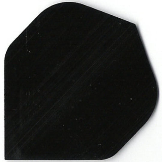 pr2 Das Bild zeigt ein Poly-Plain Flights PR2 Dart-Flügel. Er ist schwarz und hat eine abgerundete, leicht eckige Form.