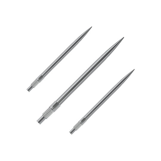 Harrows Quick Point Dartspitzen - Silber Dargestellt ist wahrscheinlich ein Set silberner Dartspitzen von Harrows, 35mm lang. Die Datei trägt den Namen 'QP23943_Harrows_QuickPoint_Dartspitzen_Silber_35mm_1Set'.