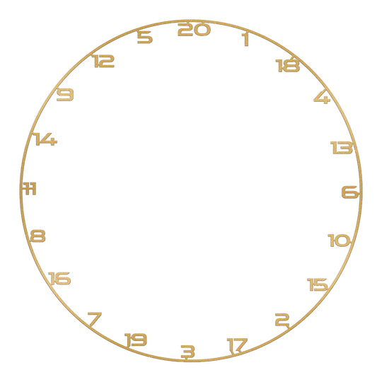 Bullet Dartboard Zahlenring Zu sehen ist ein Dartboard Zahlenring in Gold. Das Produkt heißt 'BT1000160 Bullet Dartboard Zahlenring Gold 1'.