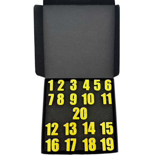 McDart Dartboard Steckzahlen / Zahlenring Classic Es ist eine Classic-Box in Gelb dargestellt. Die Box besitzt ein klassisches Aussehen.