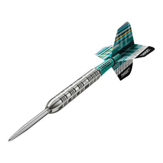 Target Hydro 02 Swiss Point Steeldarts Das Bild zeigt die Target Hydro 02 Swiss Point Steeldarts. Die Steeldarts sind deutlich und detailreich abgebildet.