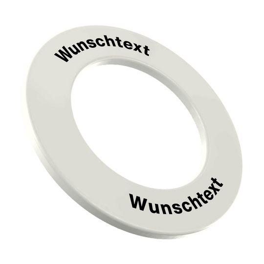 Surround mit Wunschdruck Bilddatei mit dem Namen MC-2044_Dartboard_Surround_mit_Wunschdruck_Wei_Text_3. Es handelt sich wahrscheinlich um ein Dartboard Surround mit personalisiertem Text.