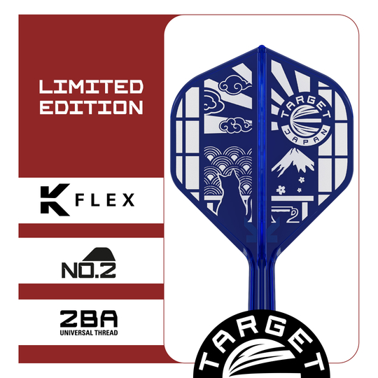 Dieses Bild zeigt die Target Japan K-Flex Blue Limited No2 Standard Flights. Die Flights sind in blauer Farbe gestaltet.
