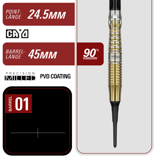 Target Black Marque Enzo Softdarts - 18g Target Black Marque Enzo Softdarts - 18g abgebildet. Schwarze Softdarts mit stilvollem Design, ideal für Präzisionsspieler.