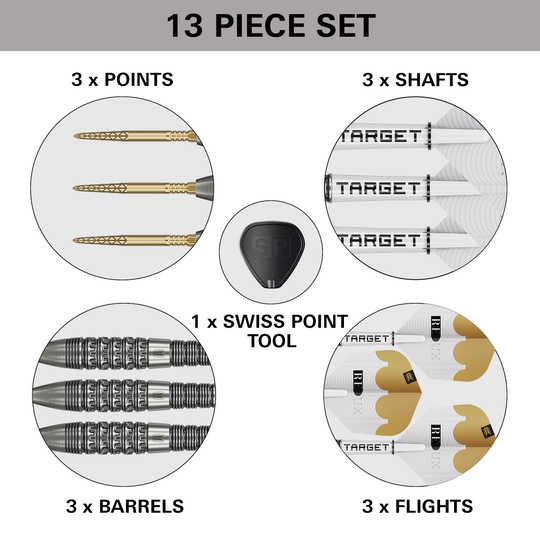 Target Redux 02 Swiss Point Steeldarts Zu sehen sind die Target Redux 02 Swiss Point Steeldarts. Diese Darts sind ideal für ambitionierte Dartspieler.