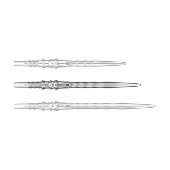 Target Japan Premium Swiss Point Dartspitzen - Silber Hier sieht man eine einzelne silberne SwissPoint-Dartspitze mit 35 mm Länge. Die Spitze ist Teil der Target Japan Premium Serie.