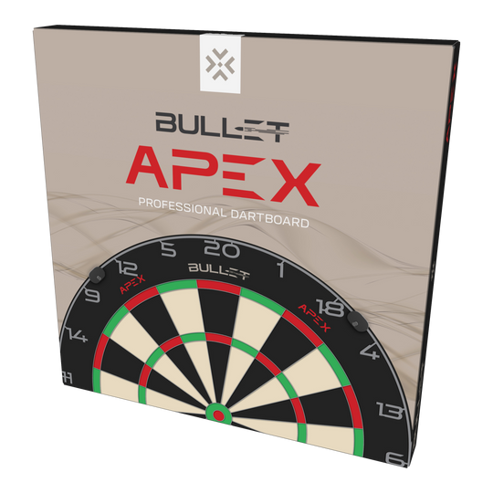 Bullet Apex Steeldartboard Abgebildet ist das Bullet Apex Steeldartboard. Das Produkt wird aus einer anderen Perspektive gezeigt.