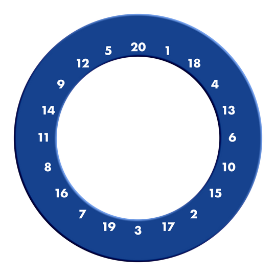 HD Zahlen Dartboard Surround - Eigene Farben Ein rundes Dartboard-Surround kann ohne Logo und Zahlen in Blau gesehen werden. Das Bild zeigt das Produkt von vorne.