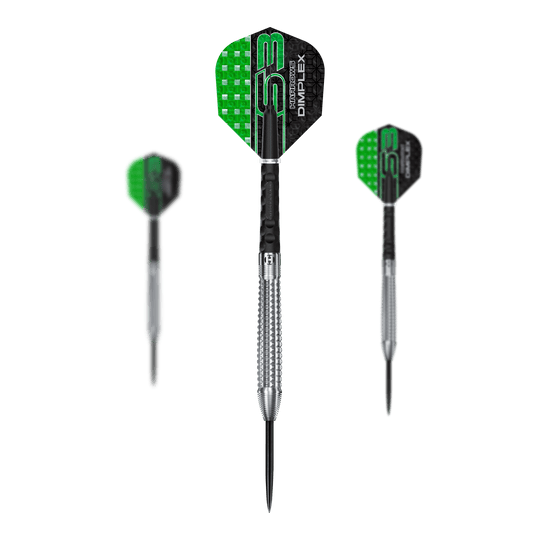 Harrows Dimplex S3 Tapered Steeldarts Harrows Dimplex S3 Tapered Steeldarts sind als Set abgebildet. Die Oberfläche ist klar strukturiert.