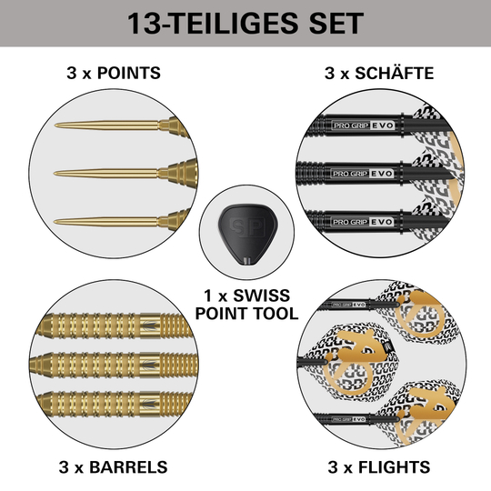 Target Bolide Envy 02 Swiss Point Steeldarts Das Bild zeigt Target Bolide Envy 02 Swiss Point Steeldarts. Dies sind professionelle Steeldarts, geeignet für ambitionierte Spieler.