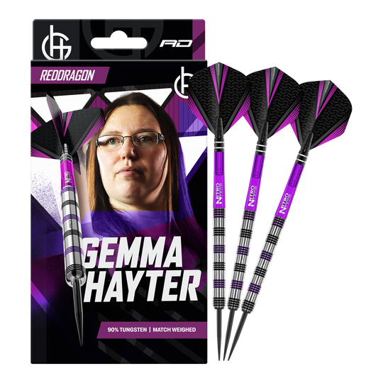 Red Dragon Gemma Hayter Steeldarts - 22g Dieses Bild zeigt die Red Dragon Gemma Hayter Steeldarts - 22g in ihrer vollen Länge. Die Darts sind speziell für Präzision und Kontrolle entwickelt.