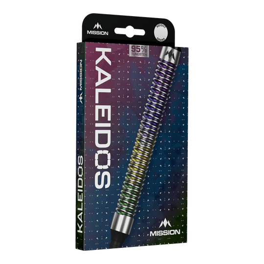 Mission Kaleidos Softdarts - 19g Mission Kaleidos Softdarts - 19g sind auf diesem Bild abgebildet. Diese Darts bieten eine gute Kontrolle beim Werfen.