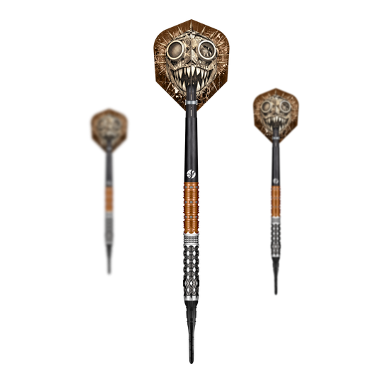Shot Gnarly Gnasha Softdarts - 20g Zu sehen ist ein Set der Shot Gnarly Gnasha Softdarts - 20g. Die Abbildung zeigt die Zusammensetzung des Dart-Sets.
