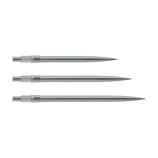 Harrows Quick Point Dartspitzen - Silber Das Bild zeigt silberne Harrows Quick Point Dartspitzen. Sie sind für Dartspieler zum einfachen Wechsel der Spitzen gedacht.