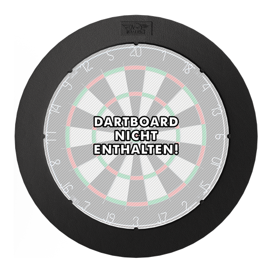 Bulls NL Lumo Light Surround Beleuchtungssystem Das Bild zeigt das 'Bulls NL Lumo Light Surround Beleuchtungssystem' rund um eine Dartscheibe. In der Mitte steht der Hinweis: "Dartboard nicht enthalten!"