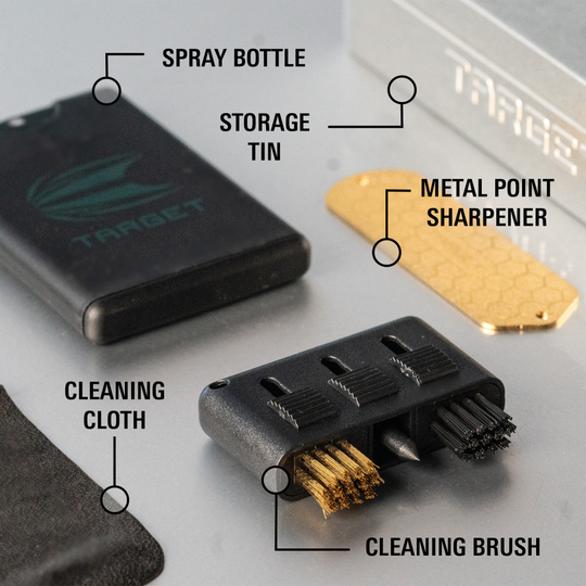 Target Dart Servicing Kit Das Bild zeigt das Target Dart Servicing Kit. Es beinhaltet praktische Utensilien für Dartspieler.
