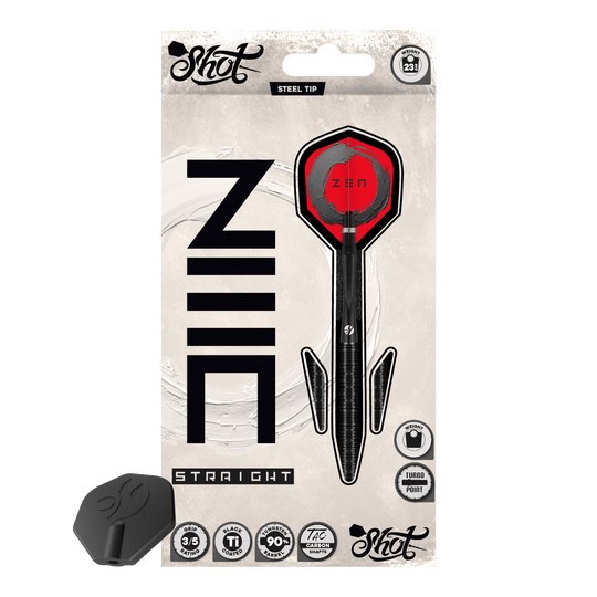 Shot ZEN Straight Turbo Point Steeldarts - 23g Dies ist ein Bild der Shot ZEN Straight Turbo Point Steeldarts - 23g. Die Steeldarts sind im Detail abgebildet.
