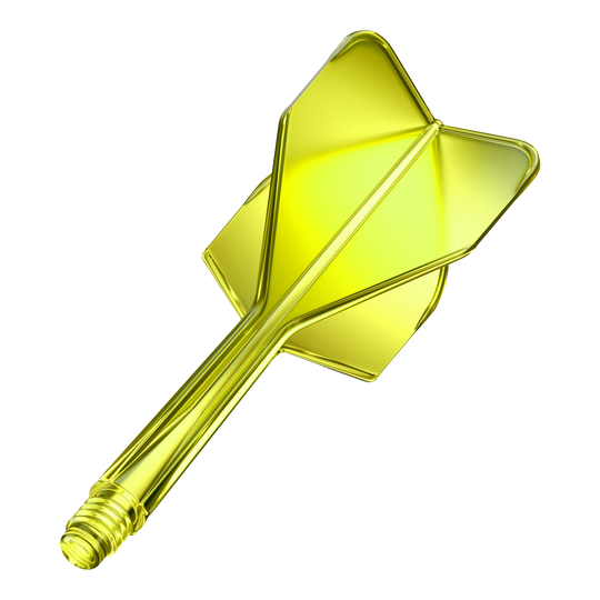 GOAT A1R No6 Flight-Shaft-System - Neon Gelb Das Bild zeigt das Produkt GOAT A1R No6 Flight-Shaft-System in Neon Gelb. Es handelt sich um ein Dart-Zubehör in leuchtender gelber Farbe.