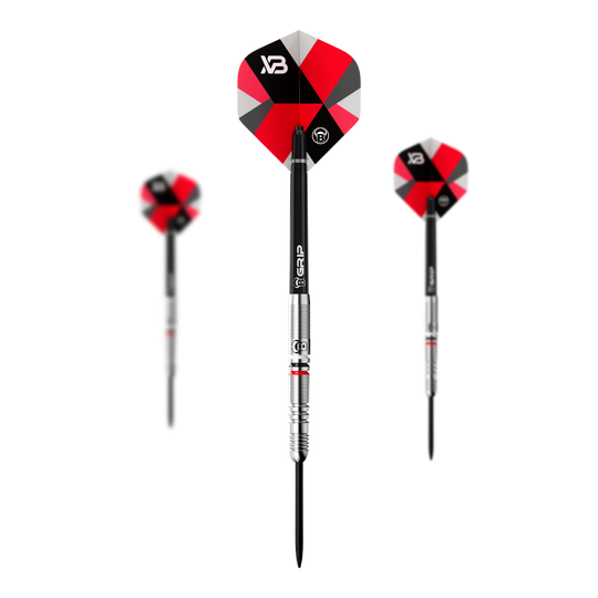 Dargestellt sind die Bulls Xanti Van Den Bergh Steeldarts - 22g im Set. Perfekt für ein vollständiges Dart-Erlebnis.
