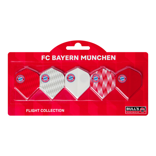 Bulls FC Bayern München Flight Collection - 5 Satz Abgebildet ist die Bulls FC Bayern München Flight Collection - 5 Satz. Die Flights sind speziell für Darts im FC Bayern München-Design.