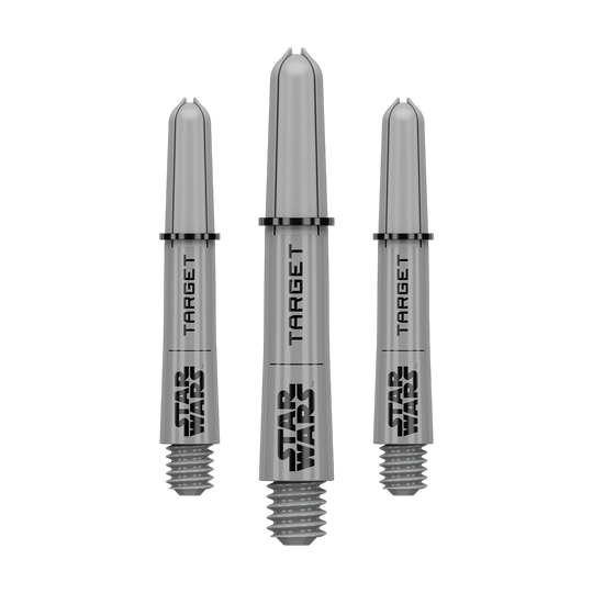 Target Star Wars ProGrip Shafts - Grau Das Bild zeigt vermutlich ein Set von Pro Grip Shafts in Grau, kurze Ausführung mit 34 mm Länge. Das Produkt ist wahrscheinlich aus der Star Wars Kollektion.