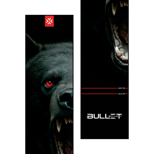 Bullet Shred Dartmatte Die Bullet Shred Dartmatte ist auf dem Bild abgebildet. Diese Dartmatte schützt den Boden und markiert den Wurfbereich beim Dartspielen.