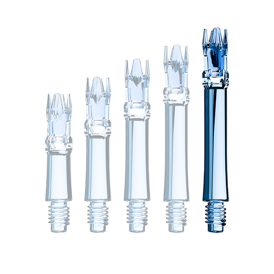 L-Style L-System Ersatzshafts - Clear Blue Eine blaue transparente Ersatzshaft ist im Bild. Die Shaft ist schlank und glänzend.