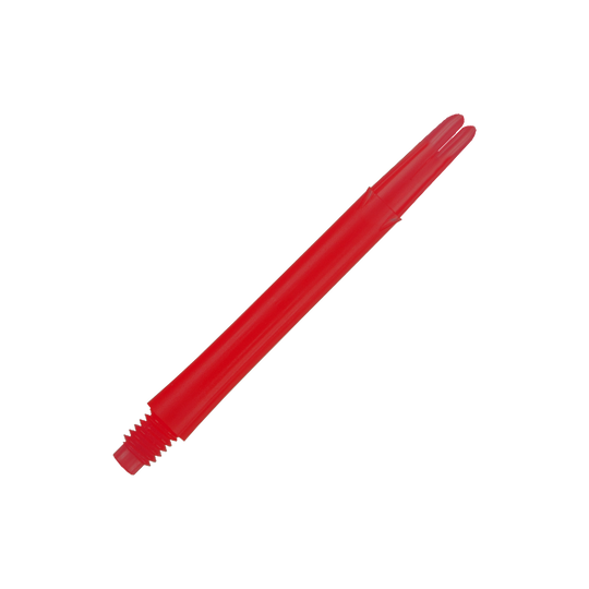 L-Style L-Shafts Locked Straight - Red 330 Das Bild zeigt einen roten, geraden Dart-Schaft ohne Kappen. Der Schaft ist 46 mm lang und hat ein Gewinde am Ende.