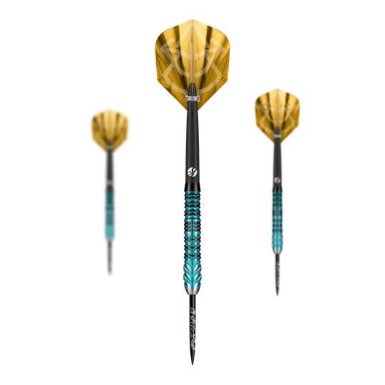 Shot Alchemy Volta Steeldarts Abgebildet ist das Shot Alchemy Volta Steeldarts-Set. Es handelt sich um ein Set von Steeldarts für Dartspieler.