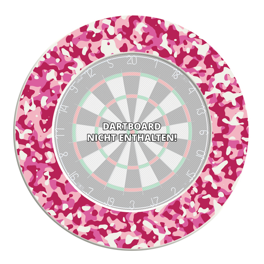 McDart Camo Dartboard Surround Abbildung des DBS-CAMO5 McDart Camo Dartboard Surround in Pink. Es schützt die Wand um das Dartboard vor Pfeilen.