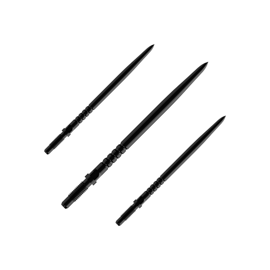 Das Foto zeigt ein Set von Dartspitzen. Es sind BullsNL Convertible Points mit Ringed Grip in Schwarz, 36mm im 1er Set.