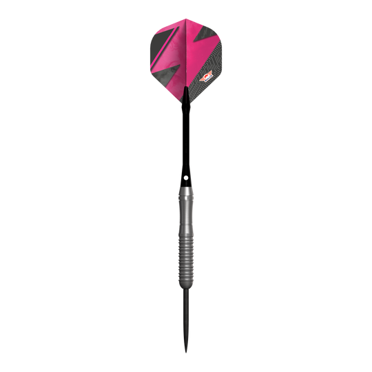 Bulls NL Lightning Pink Steeldarts Der Bulls NL Lightning Pink Steeldart hat eine auffällige pink-schwarze Flight. Der Schaft ist silberfarben und geriffelt für besseren Halt.