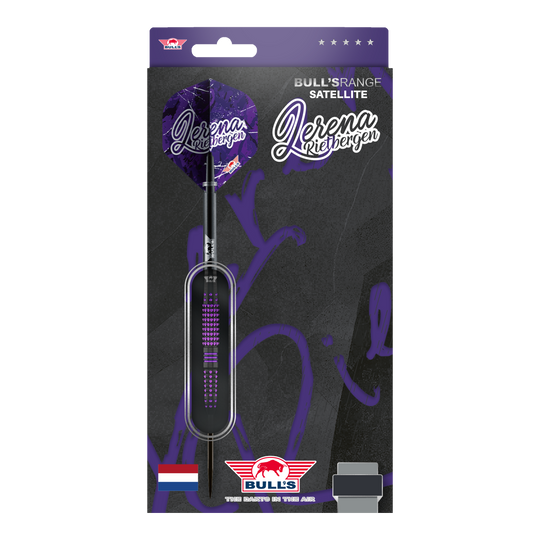 Bulls NL Lerena Rietbergen Steeldarts - 24g Auf dem Bild sind die Bulls NL Lerena Rietbergen Steeldarts - 24g zu sehen. Die Steeldarts sind professionell gestaltet und zeigen feine Details.