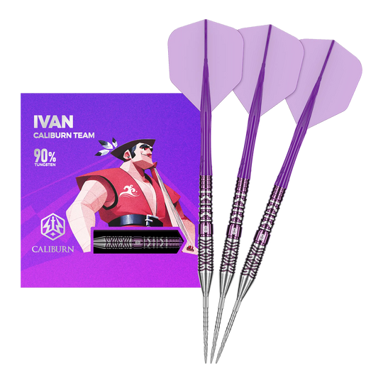 Caliburn Awakening Ivan Steeldarts Abgebildet ist das komplette Set der Caliburn Awakening Ivan Steeldarts. Diese Steeldarts eignen sich ideal für anspruchsvolle Dartspieler.